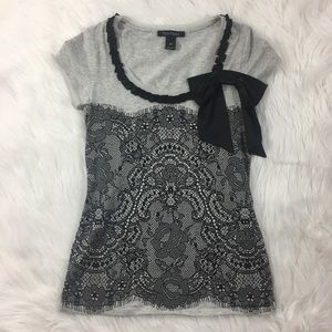 White House Black Market Top XS grey black CUTE
